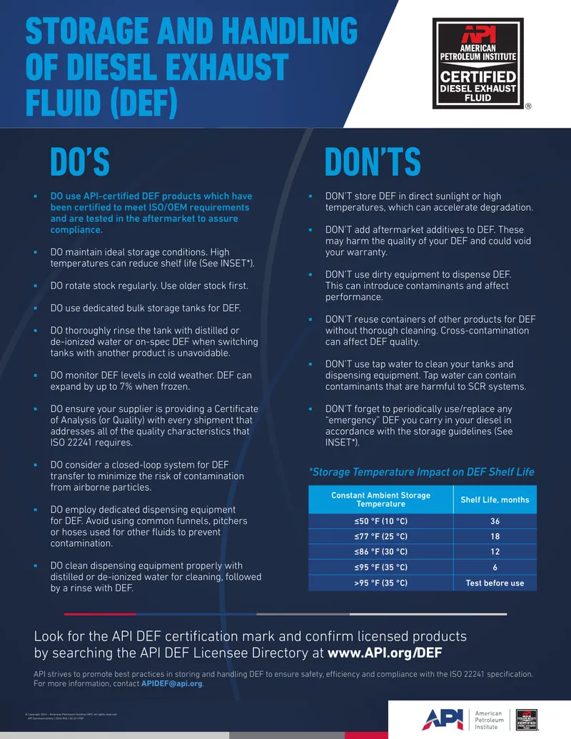Storage and Handling Guidelines for Diesel Exhaust Fluid