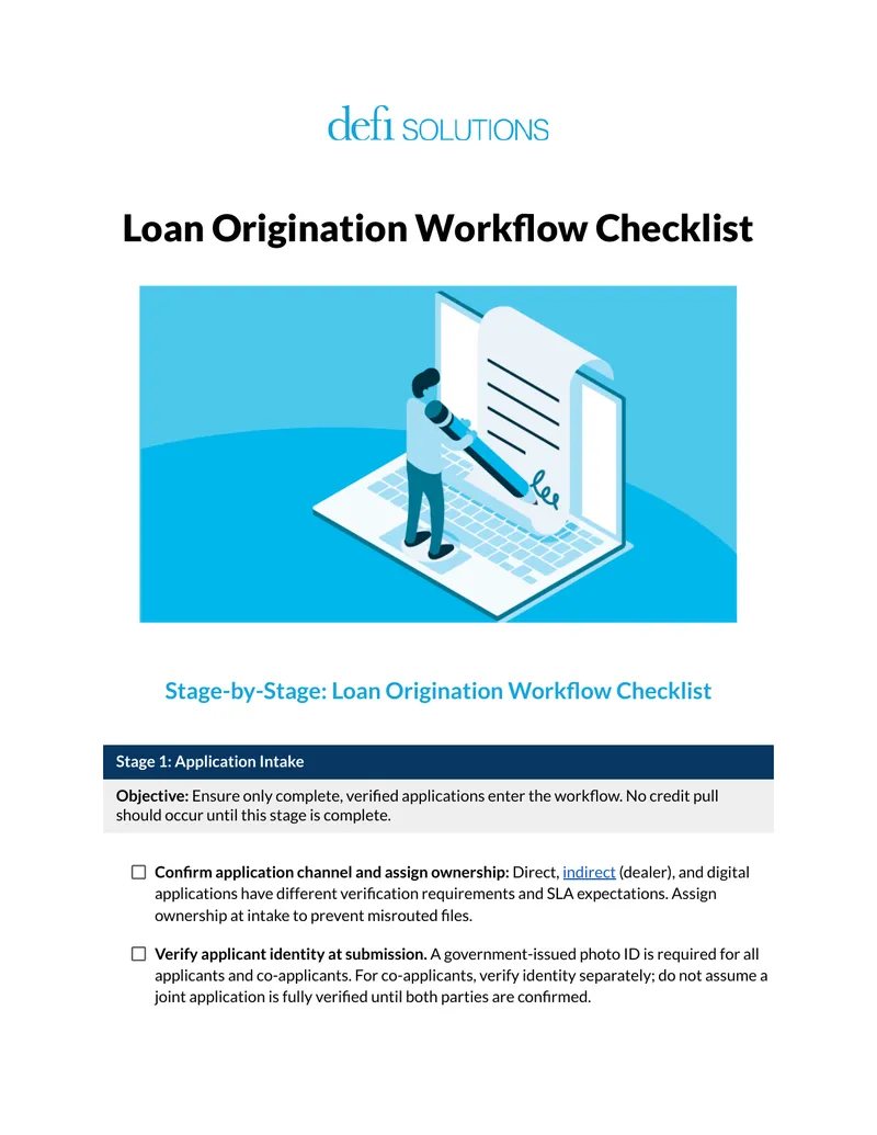 Loan Origination Workflow Checklist