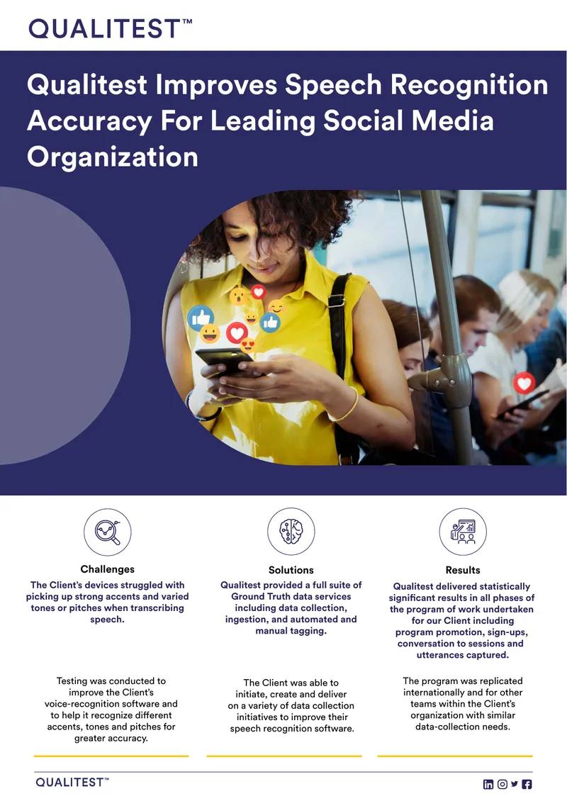 Qualitest Enhances Speech Recognition for Social Media Client