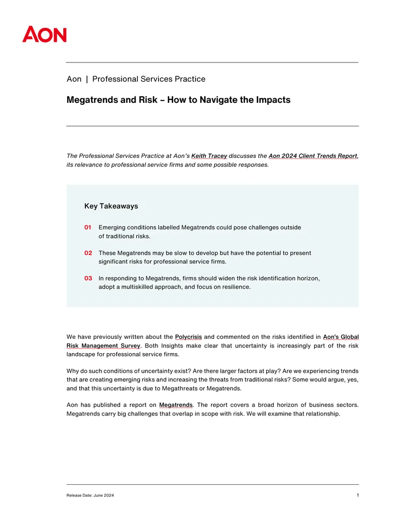 Megatrends and Risk Management for Professional Services