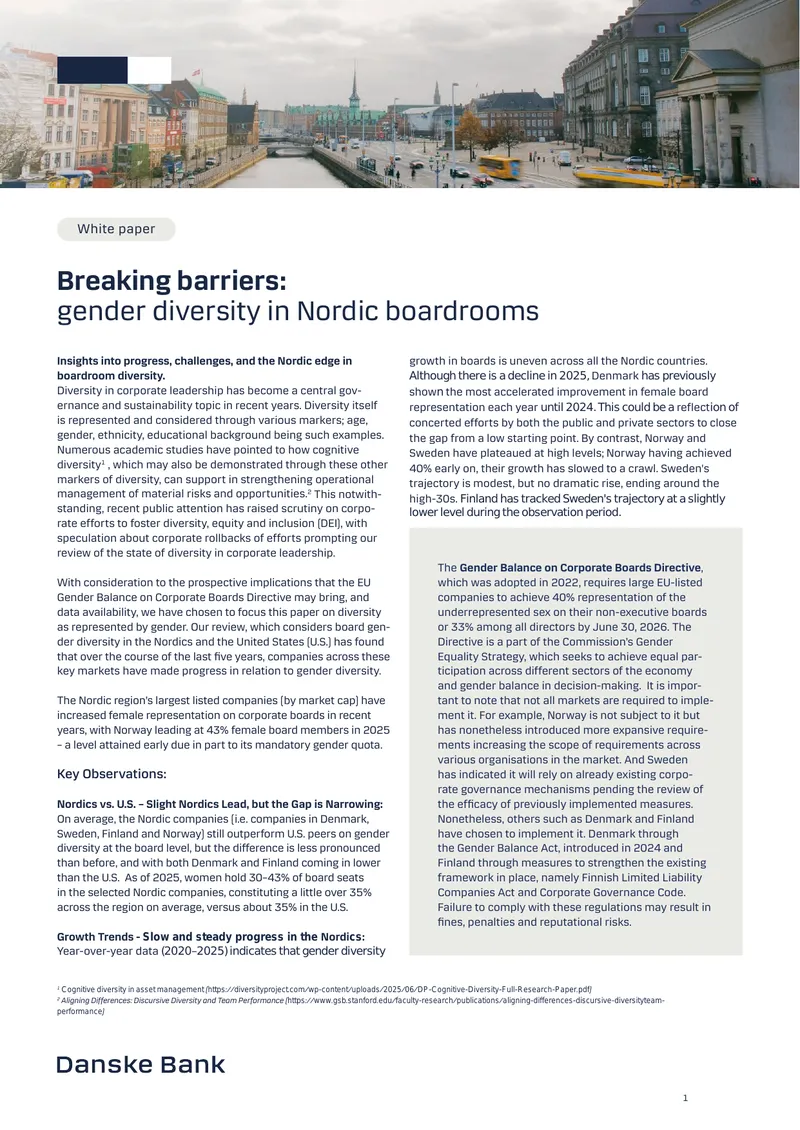 Gender Diversity in Nordic Boardrooms White Paper