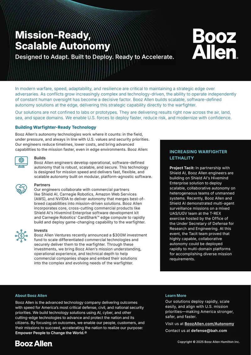 Mission-Ready Scalable Autonomy Solutions
