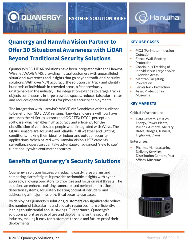 Quanergy and Hanwha Vision Partnership Overview