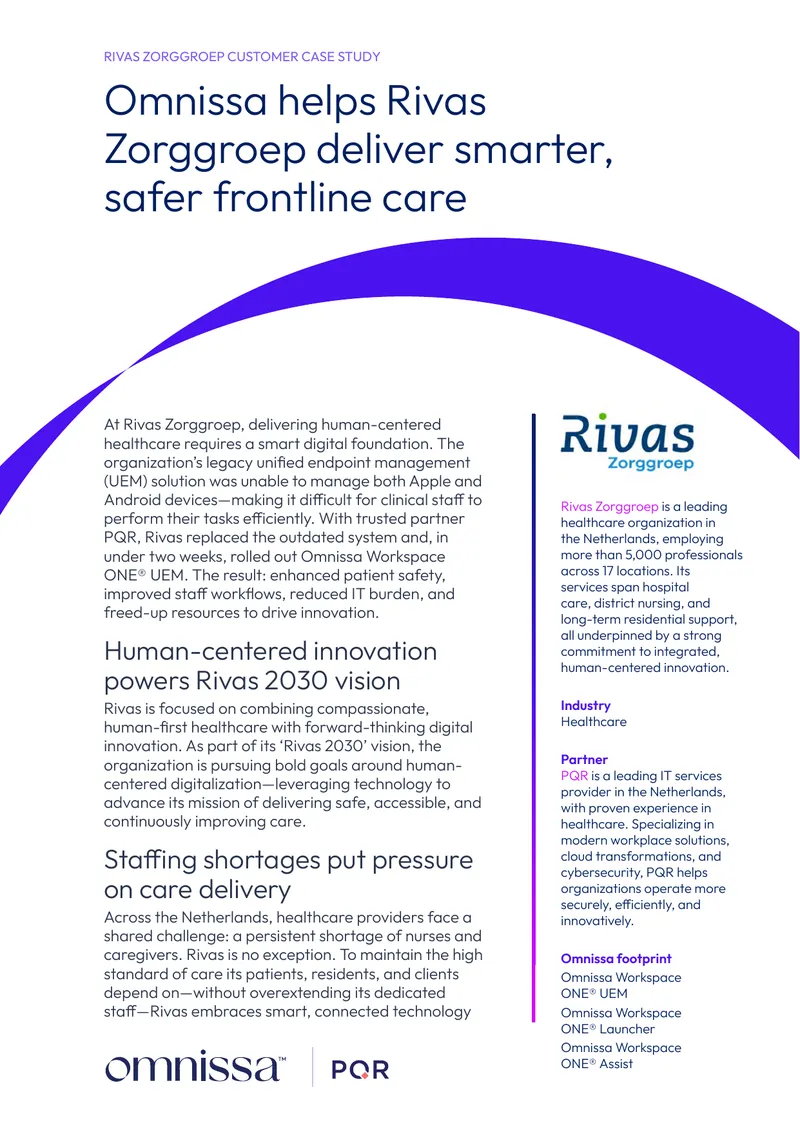 Rivas Zorggroep Customer Case Study
