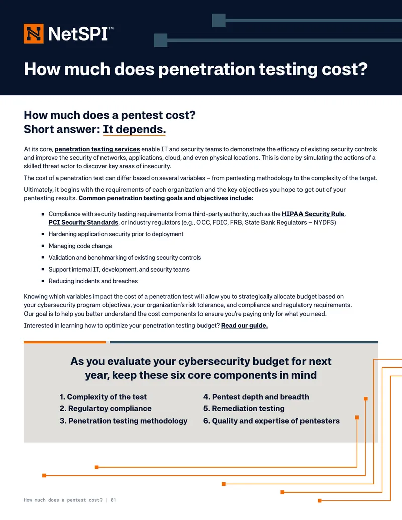 Cost Factors for Penetration Testing Services