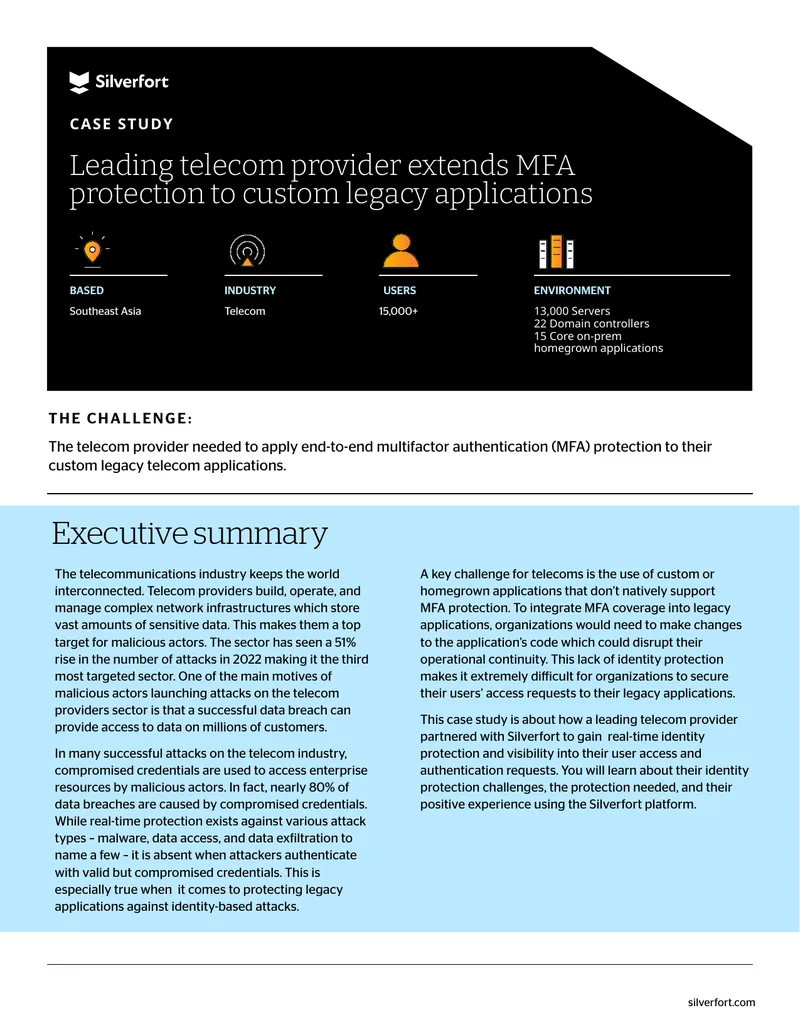 Telecom Provider Multi-Factor Authentication Case Study