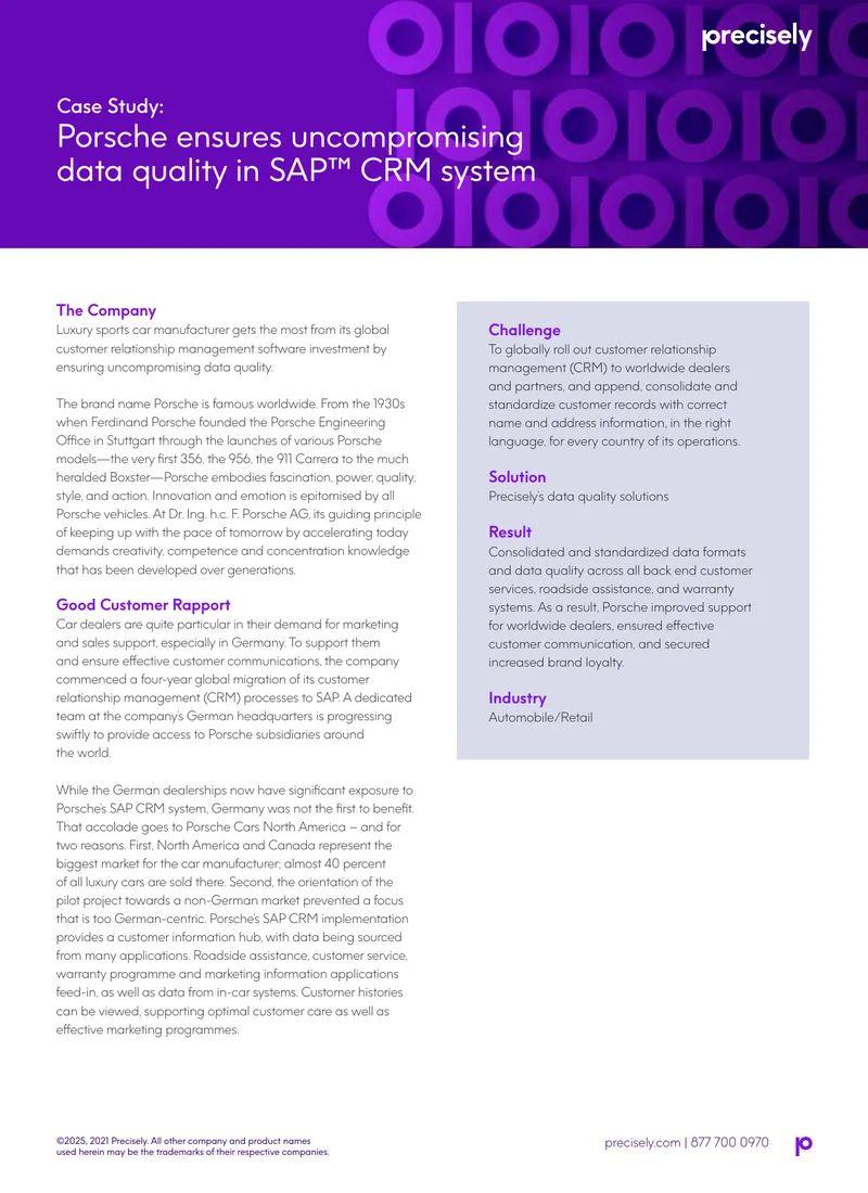 Porsche Data Quality Management in SAP CRM