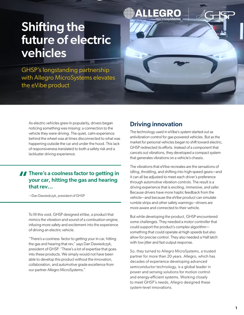 eVibe Product Development for Electric Vehicles