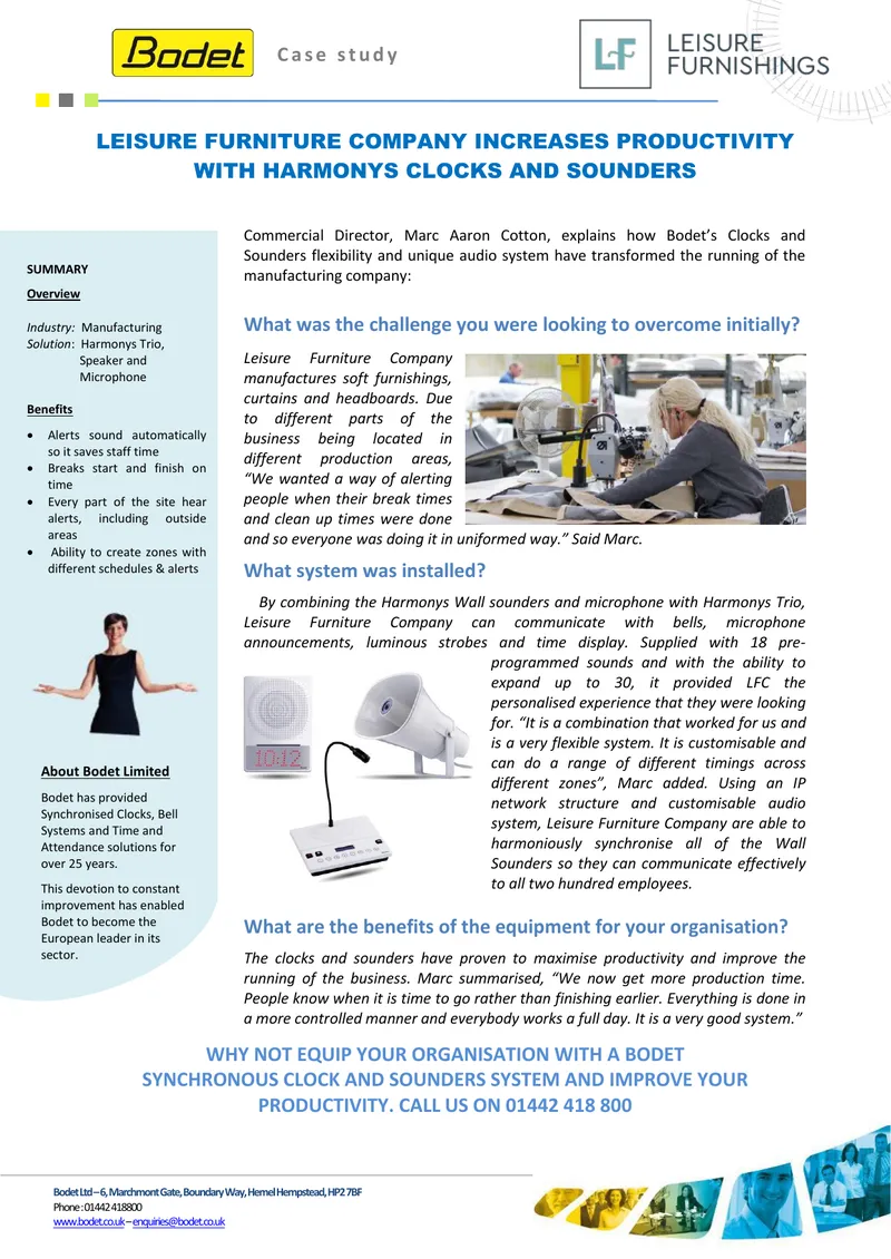 Leisure Furniture Company Productivity Improvement Case Study
