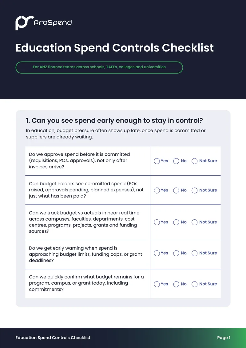 Education Spend Controls Checklist