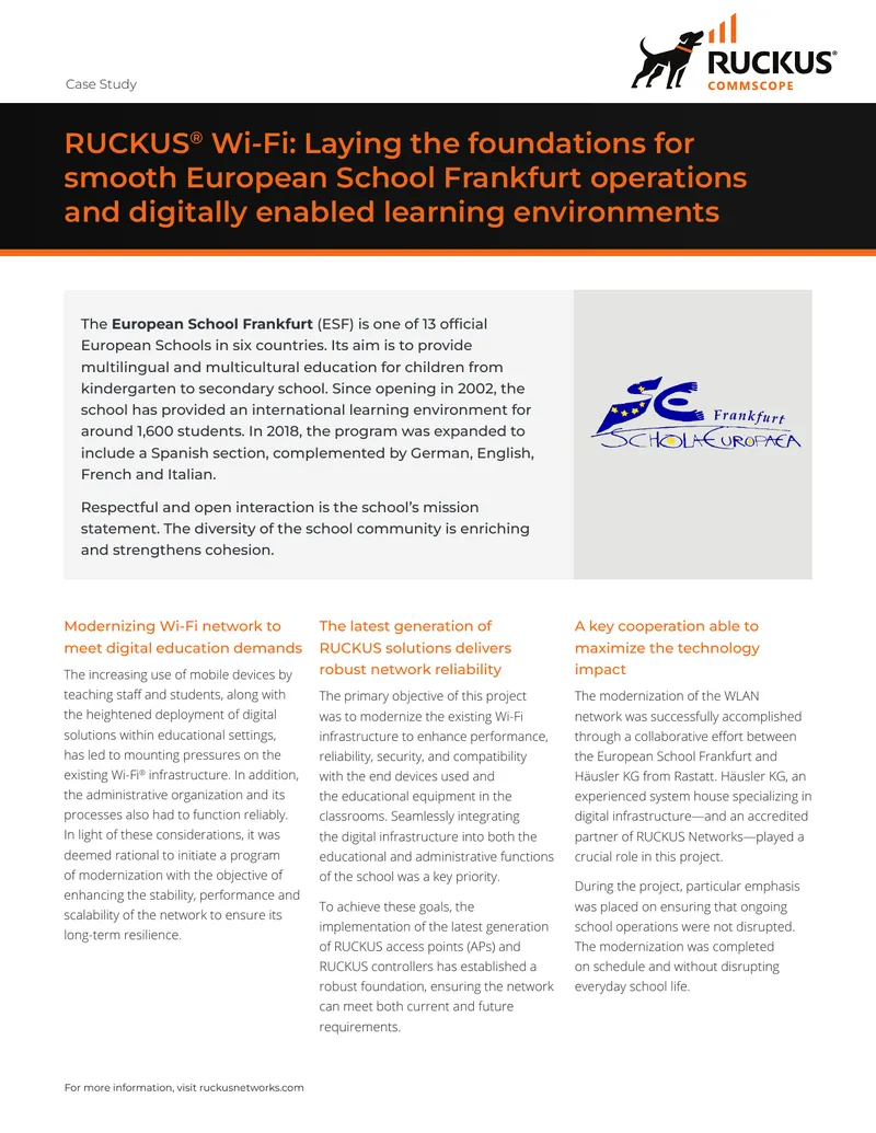 Wi-Fi Network Modernization at European School Frankfurt
