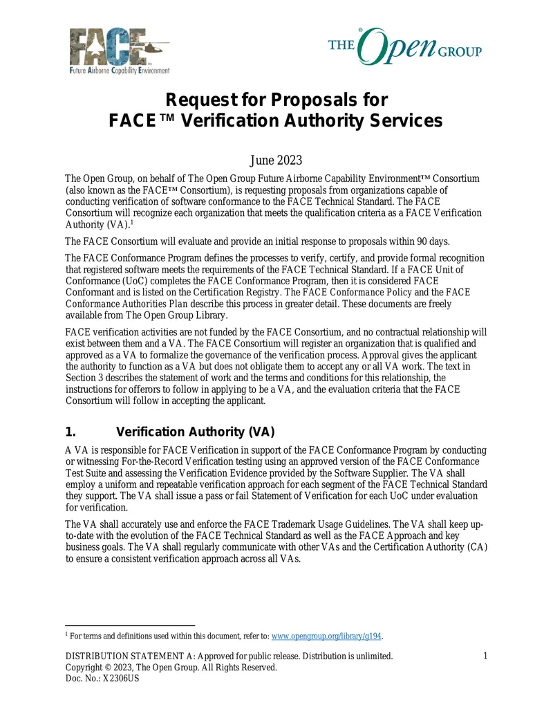 Request for Proposals for FACE Verification Authority Services