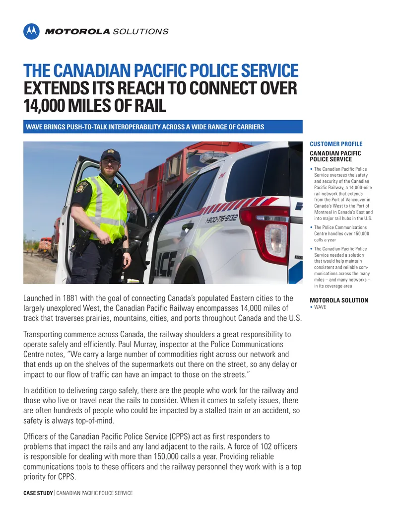 Push-to-Talk Interoperability for Canadian Pacific Police Service