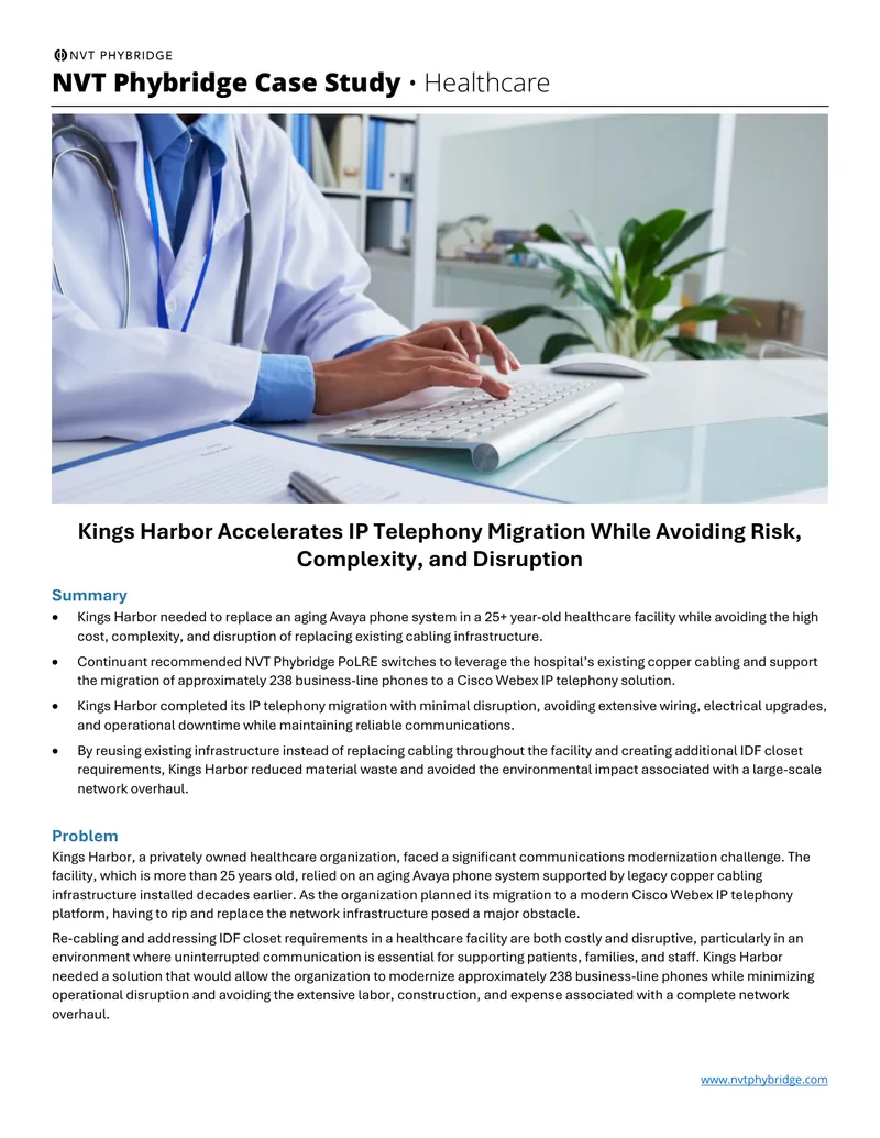 Kings Harbor IP Telephony Migration Case Study