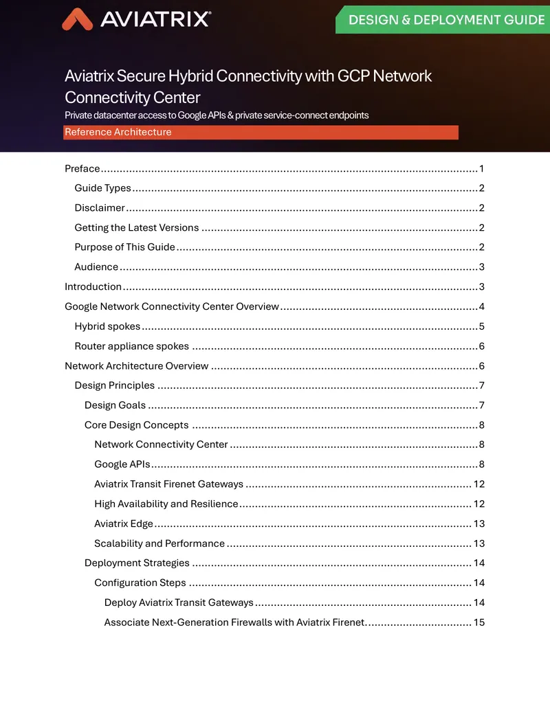 Aviatrix Secure Hybrid Connectivity with GCP Network Connectivity Center