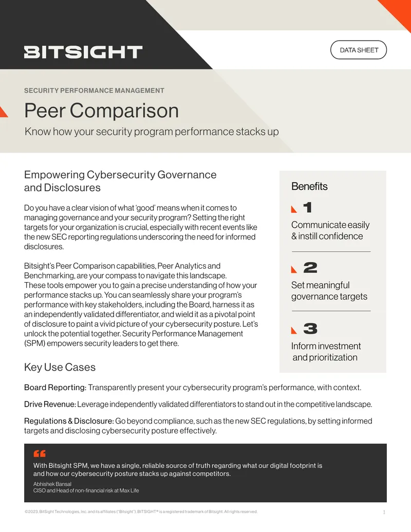 Cybersecurity Performance Management and Peer Comparison