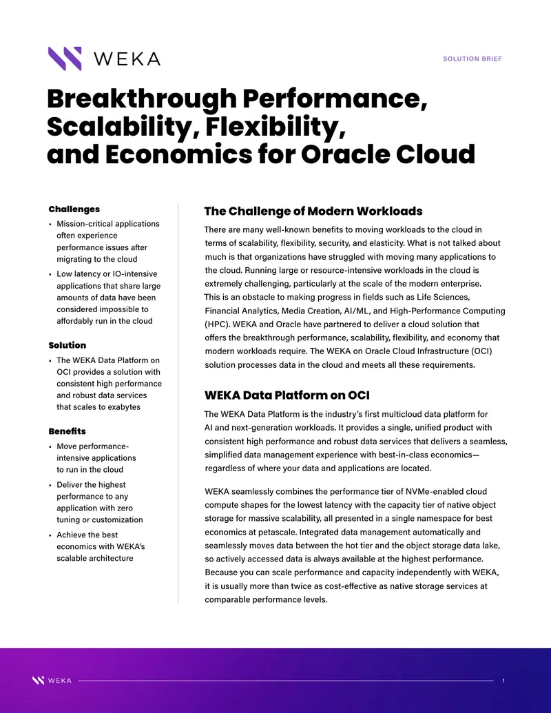 WEKA Data Platform on Oracle Cloud Infrastructure