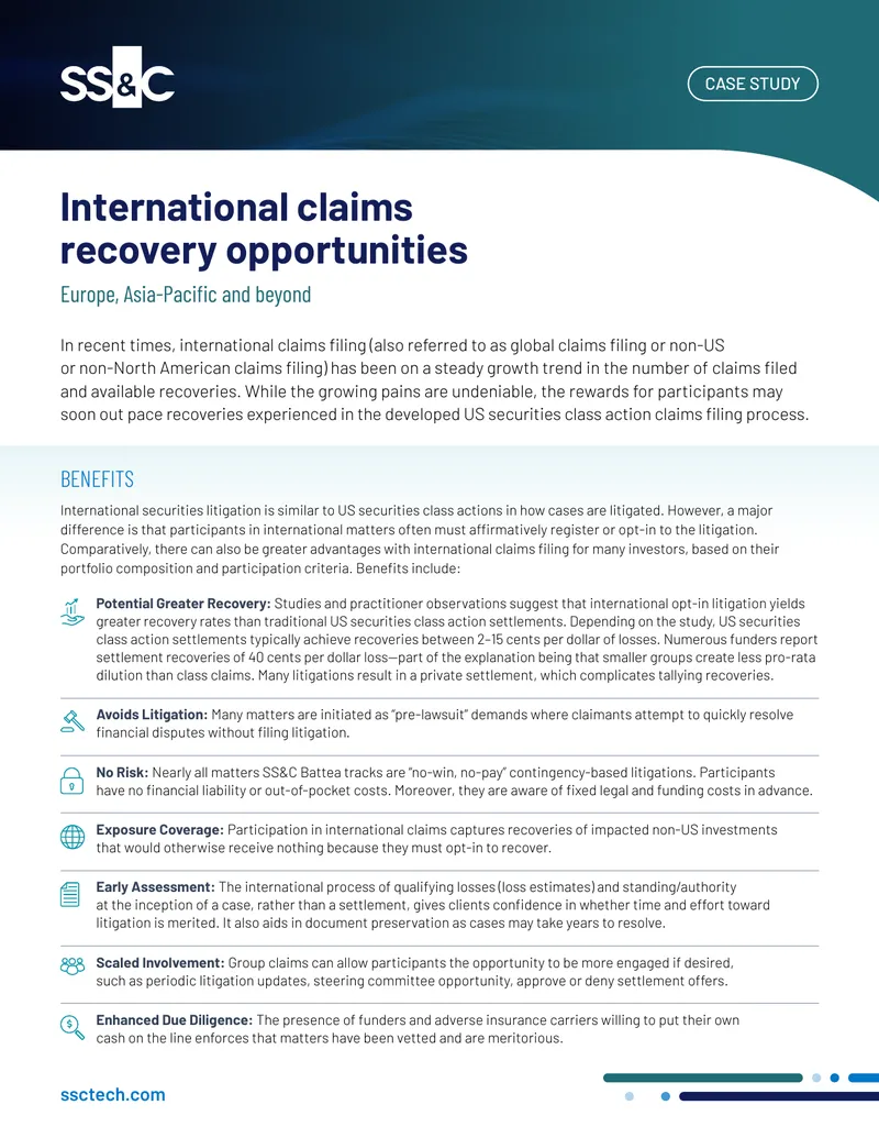 International Claims Recovery Opportunities Case Study preview page 1