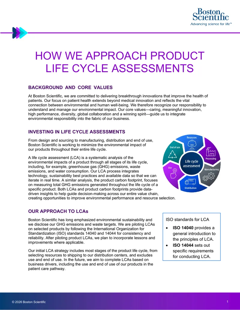Approach to Product Life Cycle Assessments