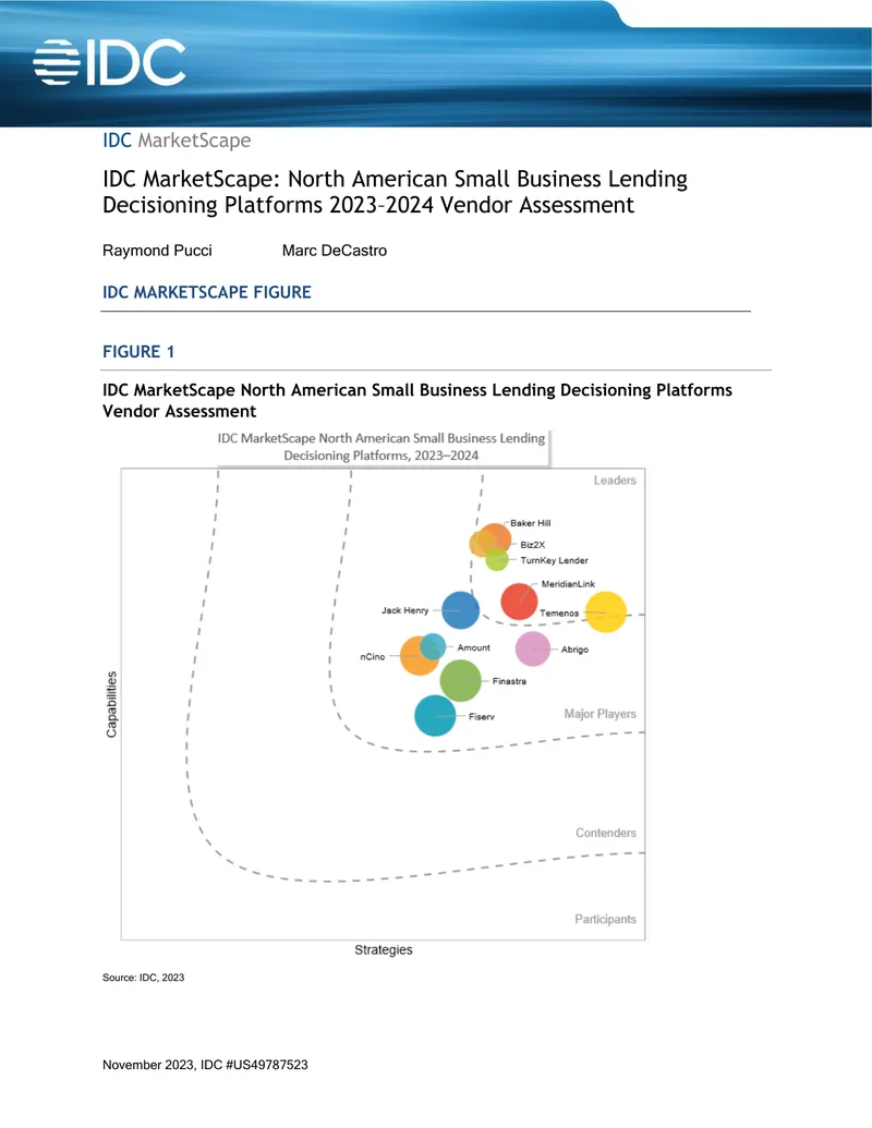 North American Small Business Lending Decisioning Platforms Assessment