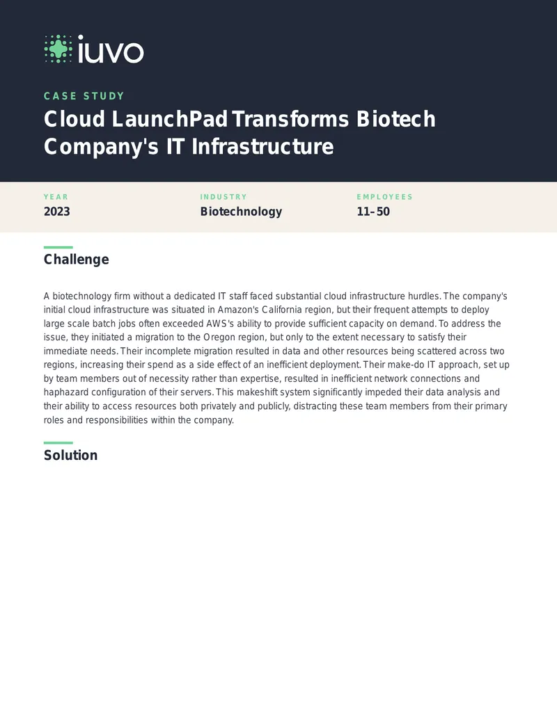 Cloud LaunchPad Transforms Biotech Company's IT Infrastructure