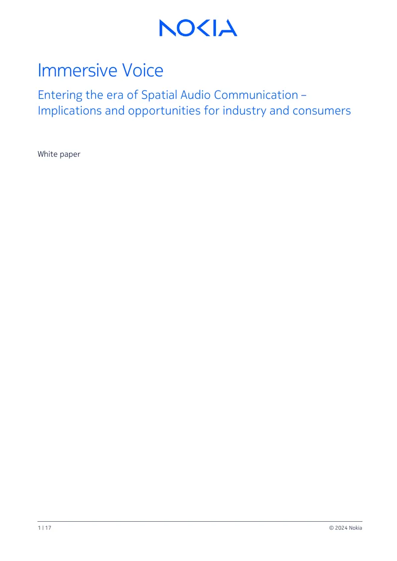 Spatial Audio Communication and Nokia Immersive Voice