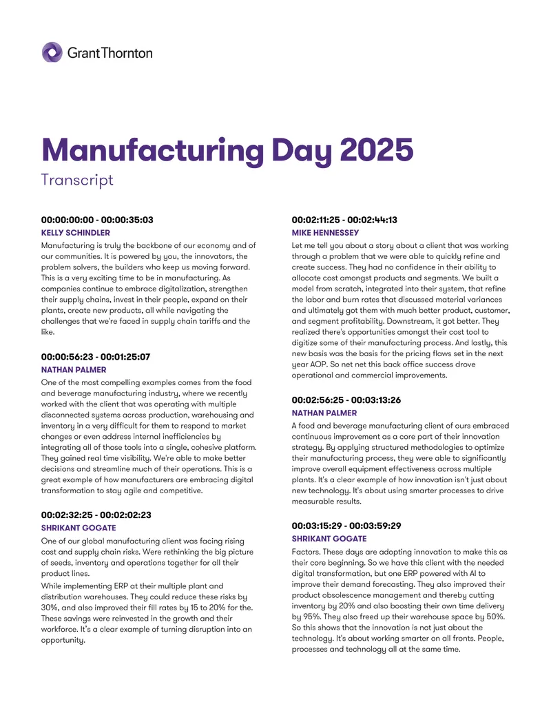 Manufacturing Day 2025 Transcript