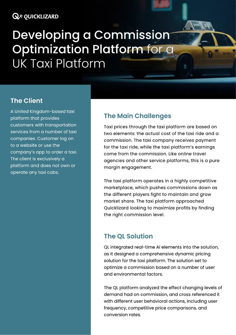Developing a Commission Optimization Platform for Taxi Services