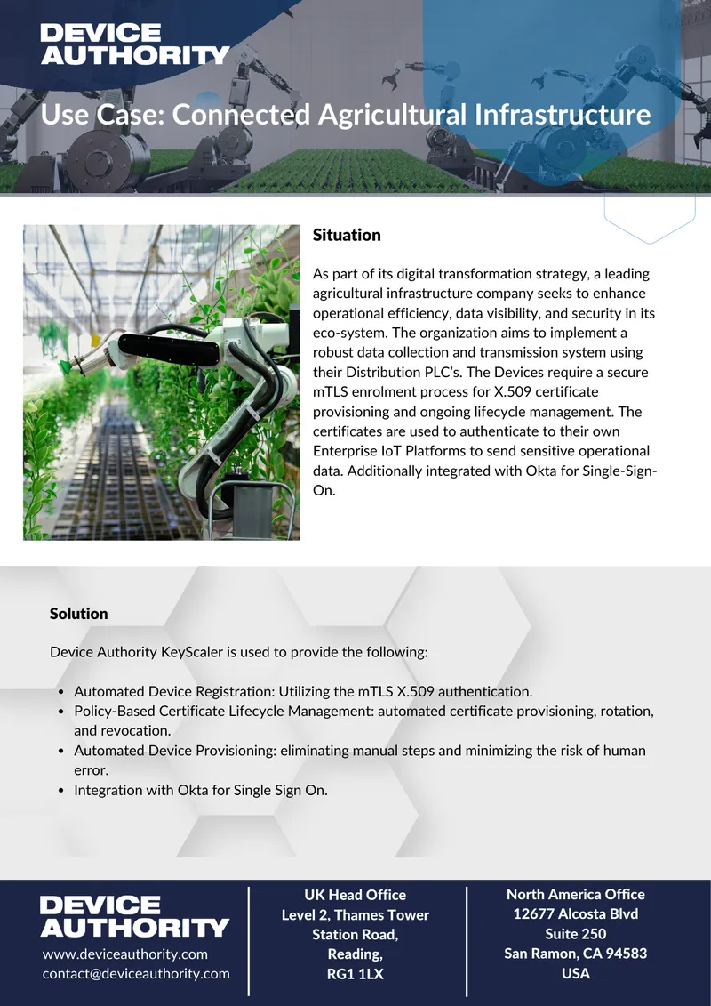 Connected Agricultural Infrastructure Use Case