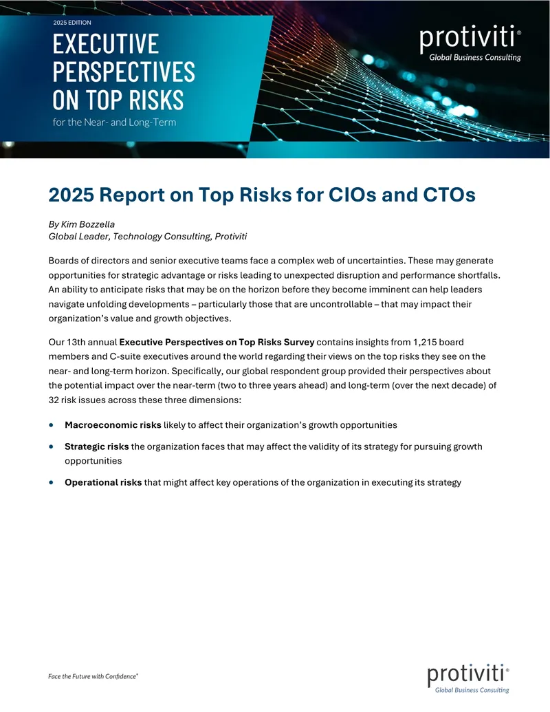 2025 Report on Top Risks for CIOs and CTOs preview page 1