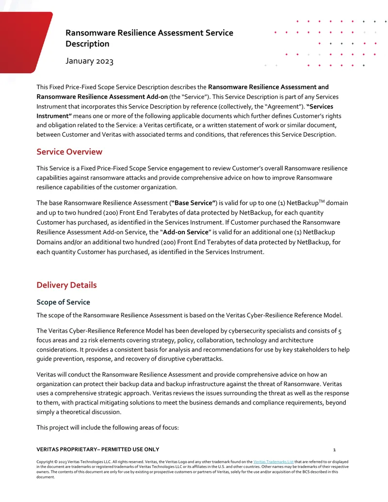 Ransomware Resilience Assessment Service Description