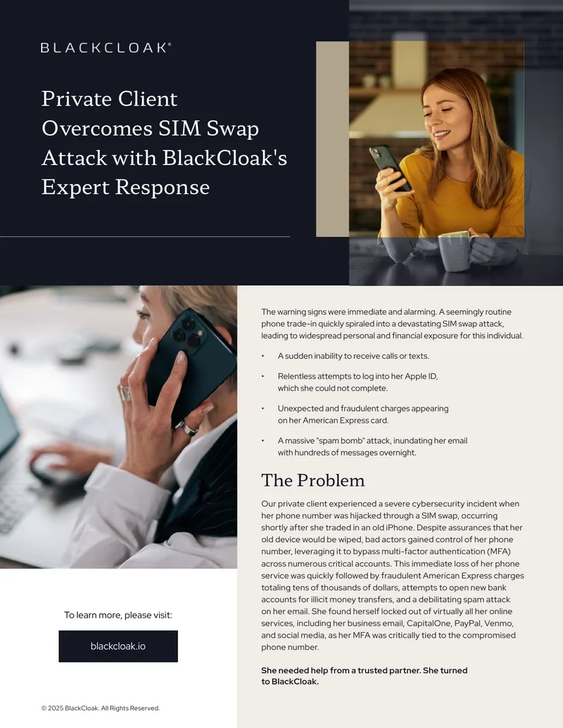 Response to SIM Swap Attack for Private Client