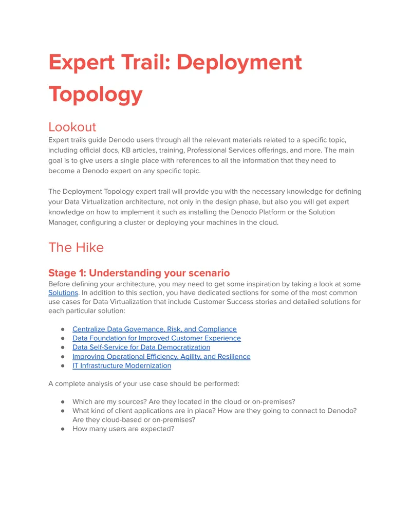 Denodo Deployment Topology Expert Trail Guide