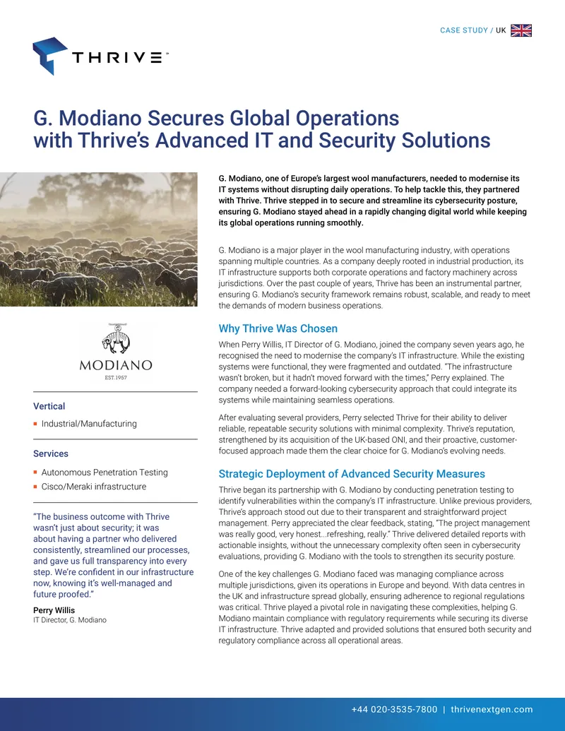 G. Modiano Cybersecurity Enhancement Case Study