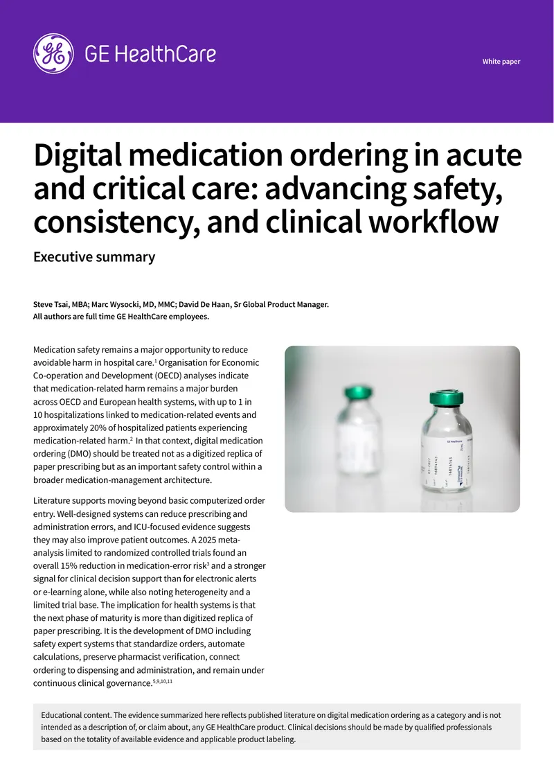 Digital Medication Ordering in Acute Care Settings