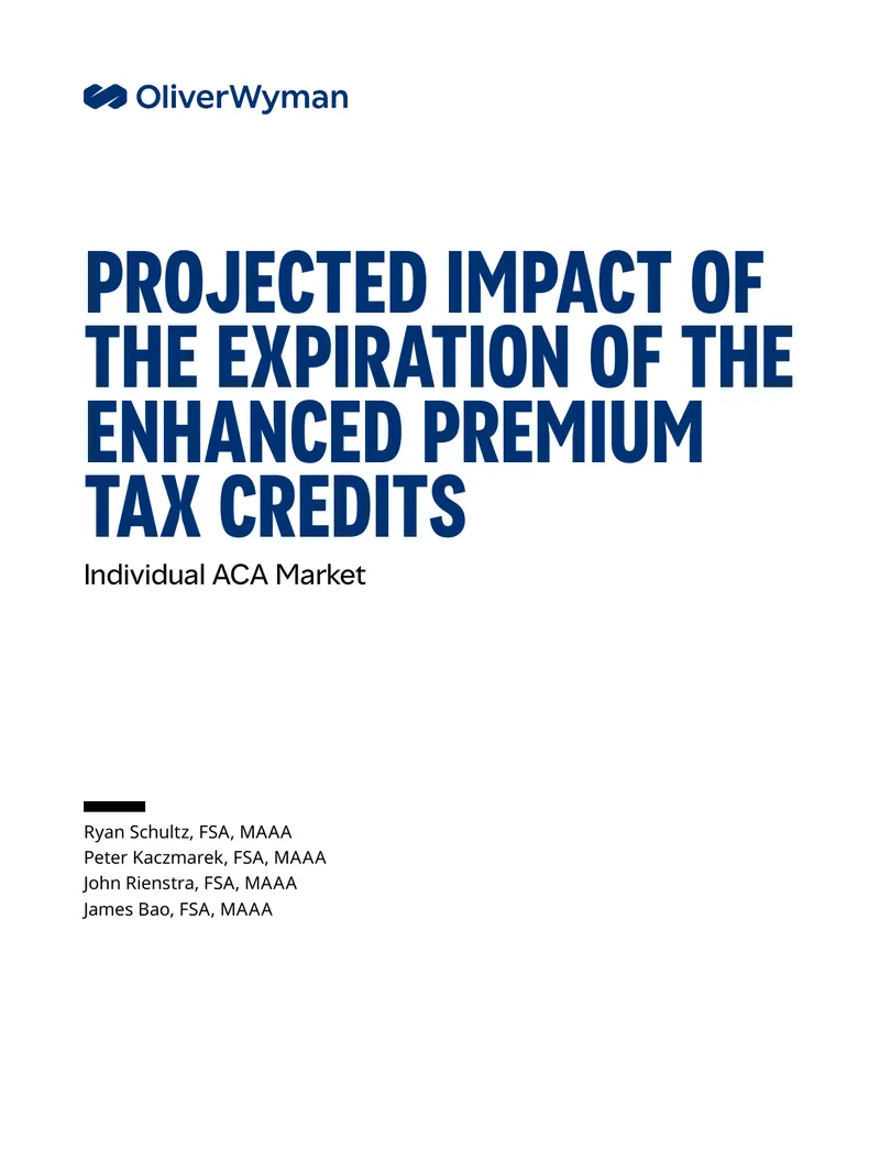 Projected Impact of the Expiration of Enhanced Premium Tax Credits