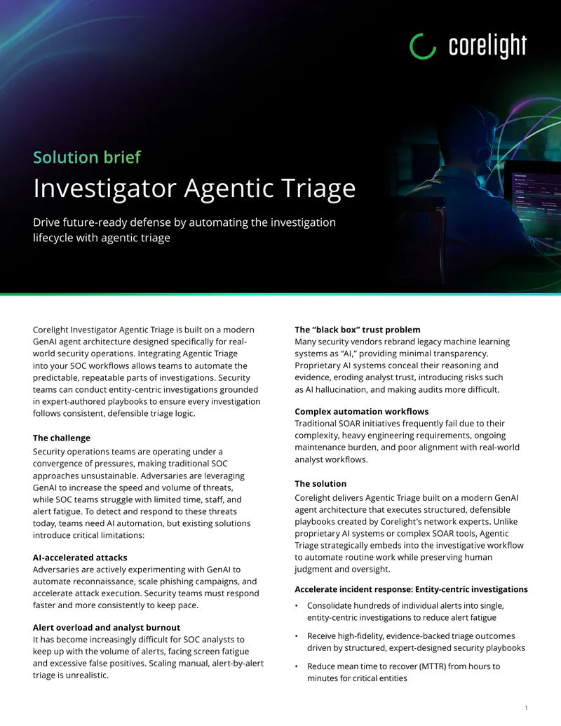 Corelight Investigator Agentic Triage Solution Brief