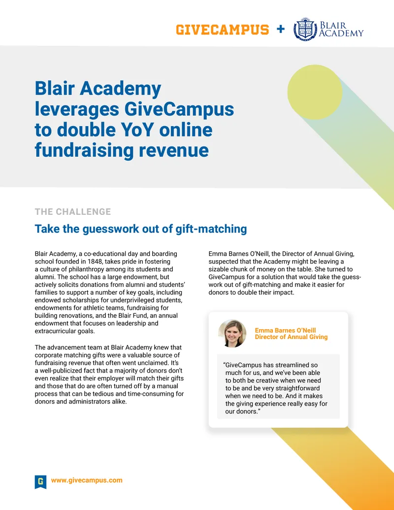 Blair Academy Fundraising Technology Integration Case Study