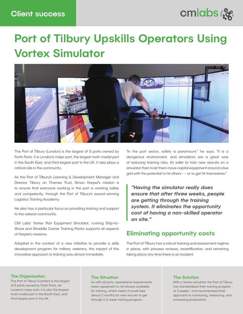 Port of Tilbury Training Program Enhancement