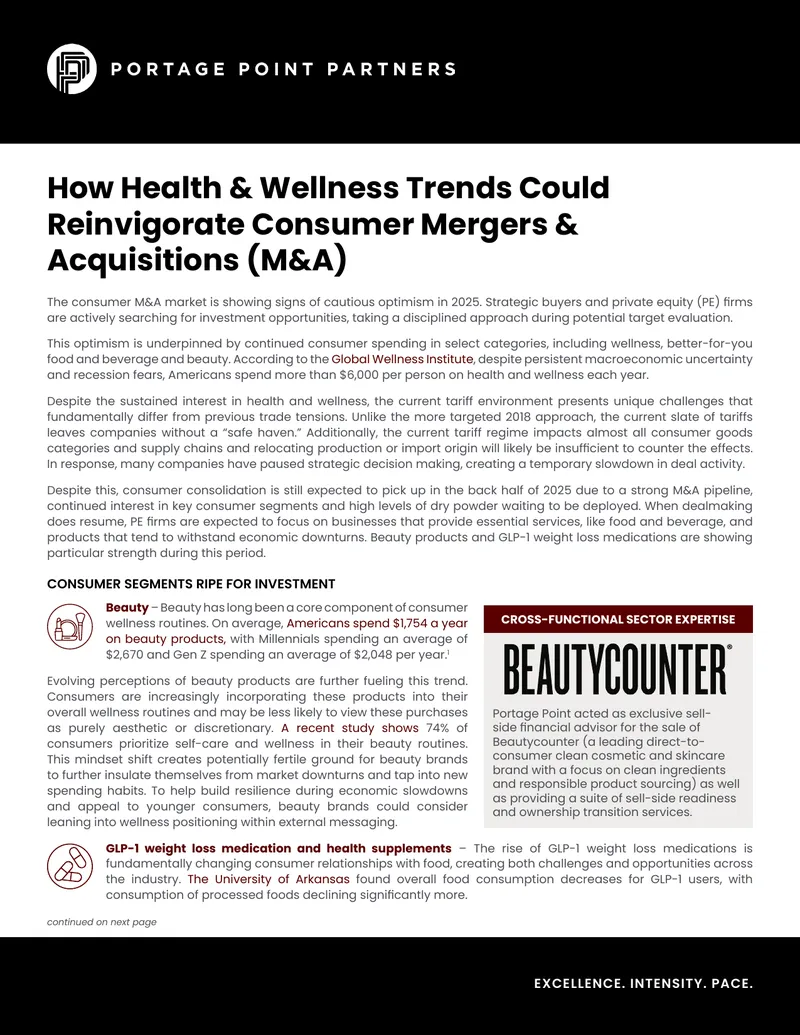 Health and Wellness Trends in Consumer Mergers and Acquisitions