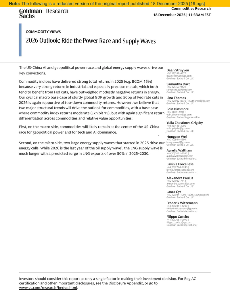 2026 Commodity Outlook and Geopolitical Insights