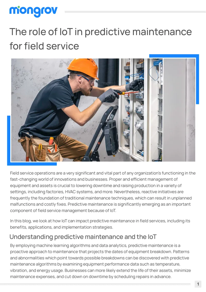 Impact of IoT on Predictive Maintenance in Field Service