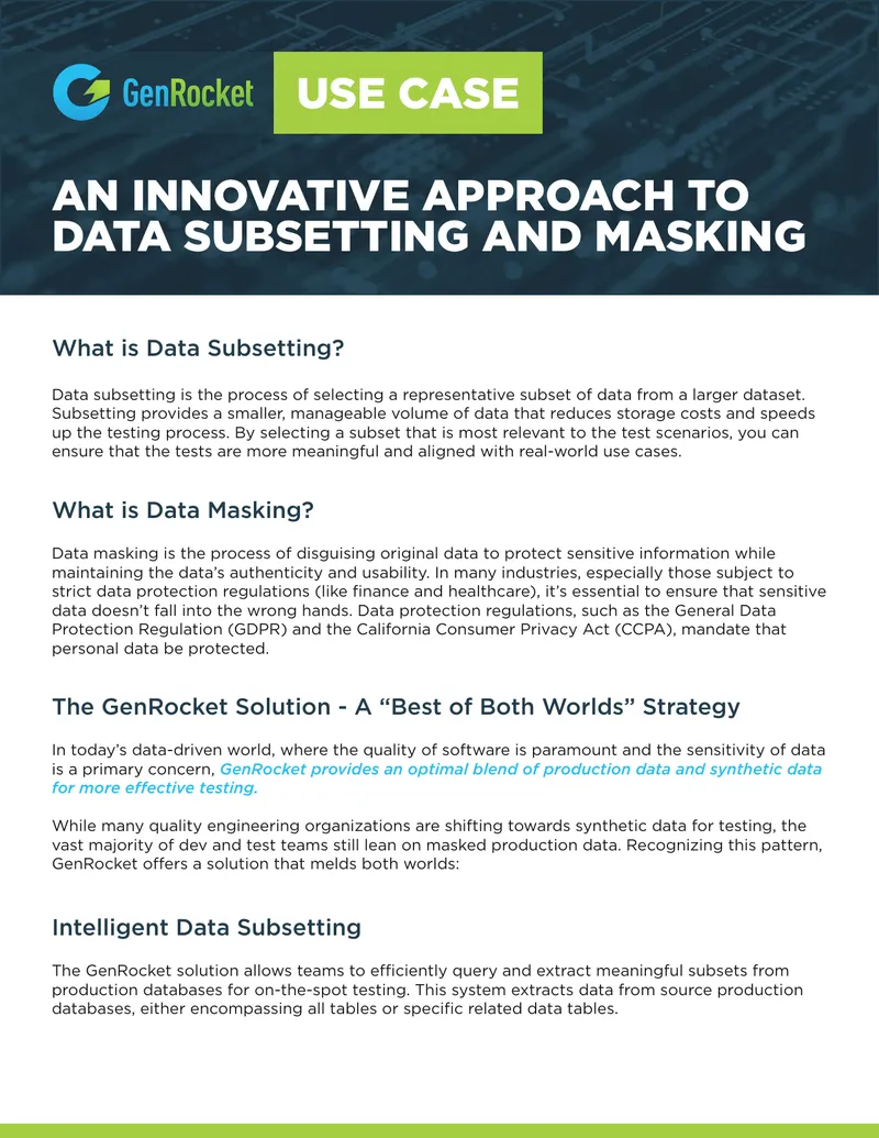 Data Subsetting and Masking Solutions Overview