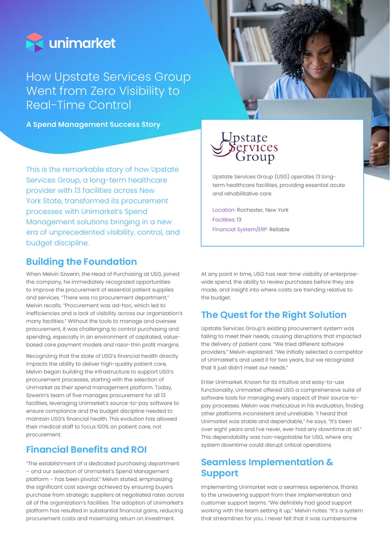 Upstate Services Group Spend Management Transformation