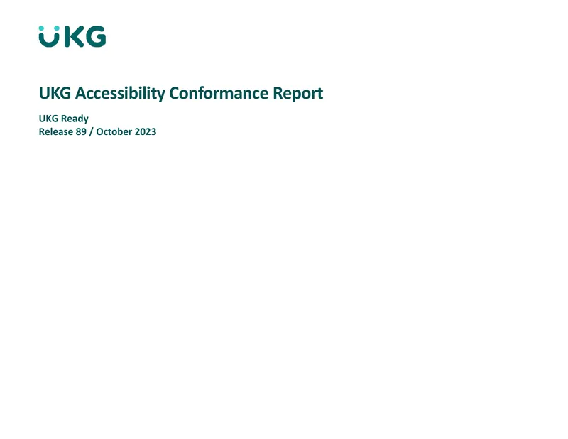 UKG Accessibility Conformance Report for UKG Ready