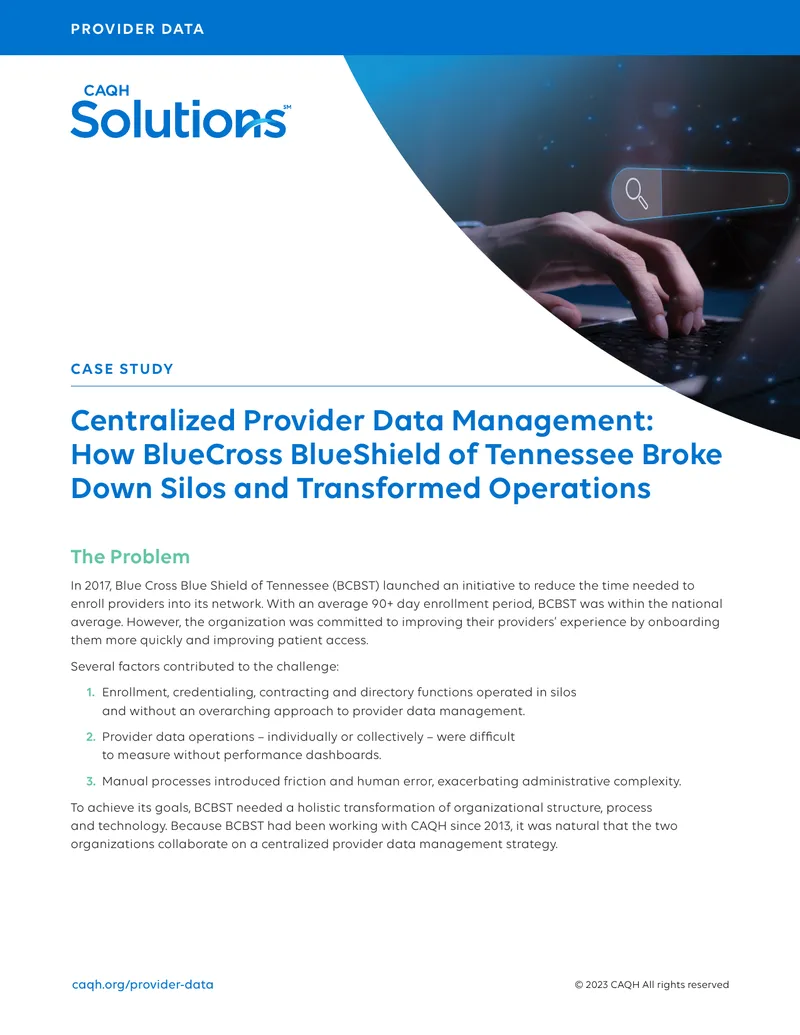 Centralized Provider Data Management Case Study