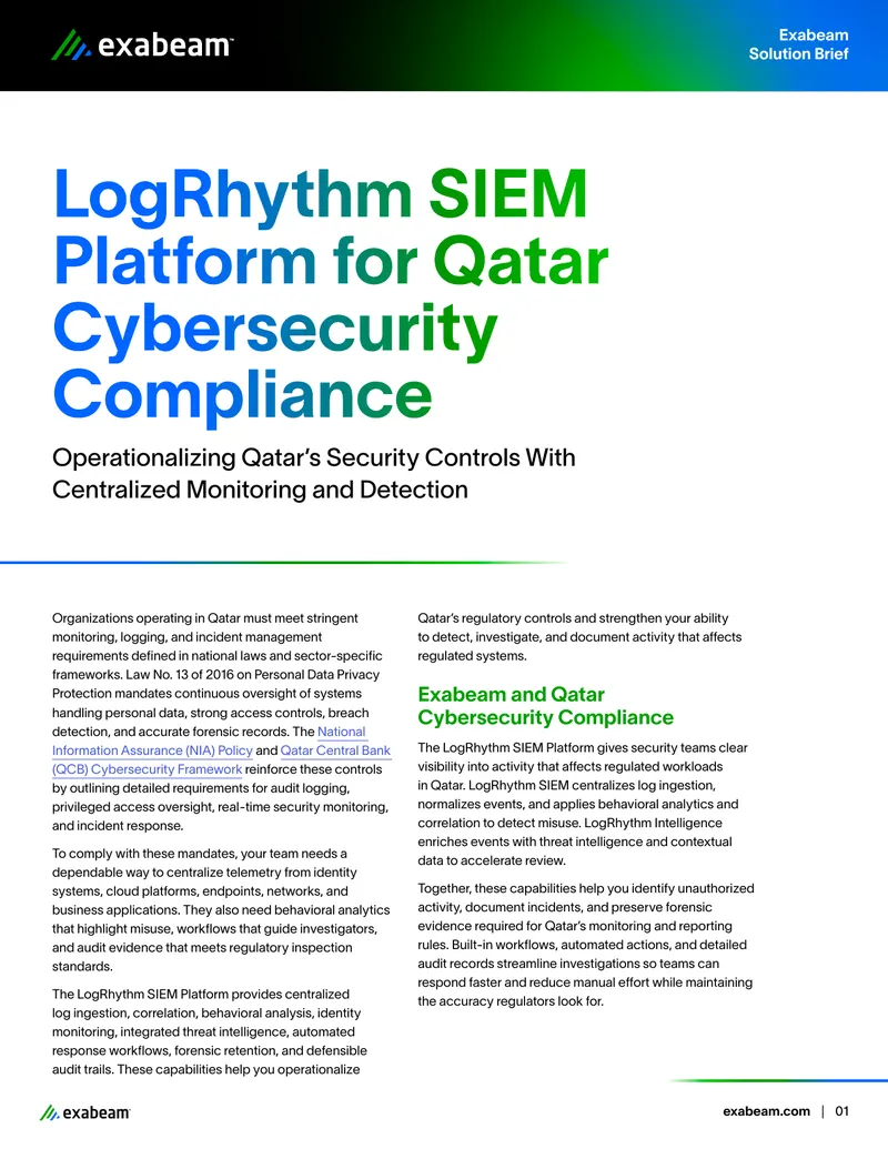 LogRhythm SIEM Platform for Qatar Cybersecurity Compliance