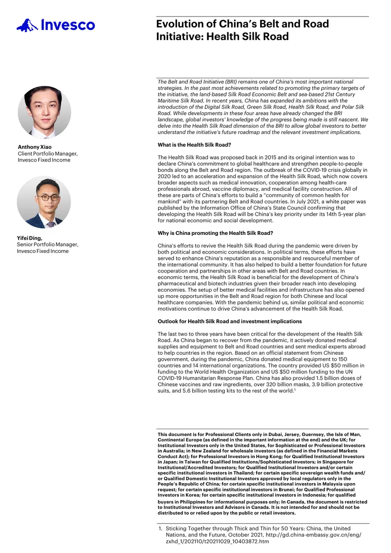 Health Silk Road Development and Investment Implications