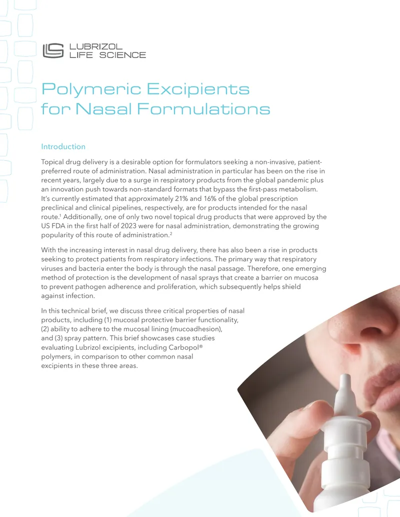 Polymeric Excipients for Nasal Drug Delivery