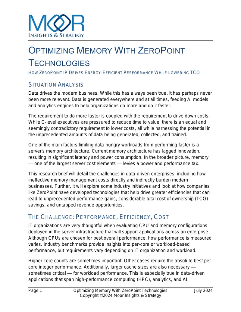 Optimizing Memory With ZeroPoint Technologies
